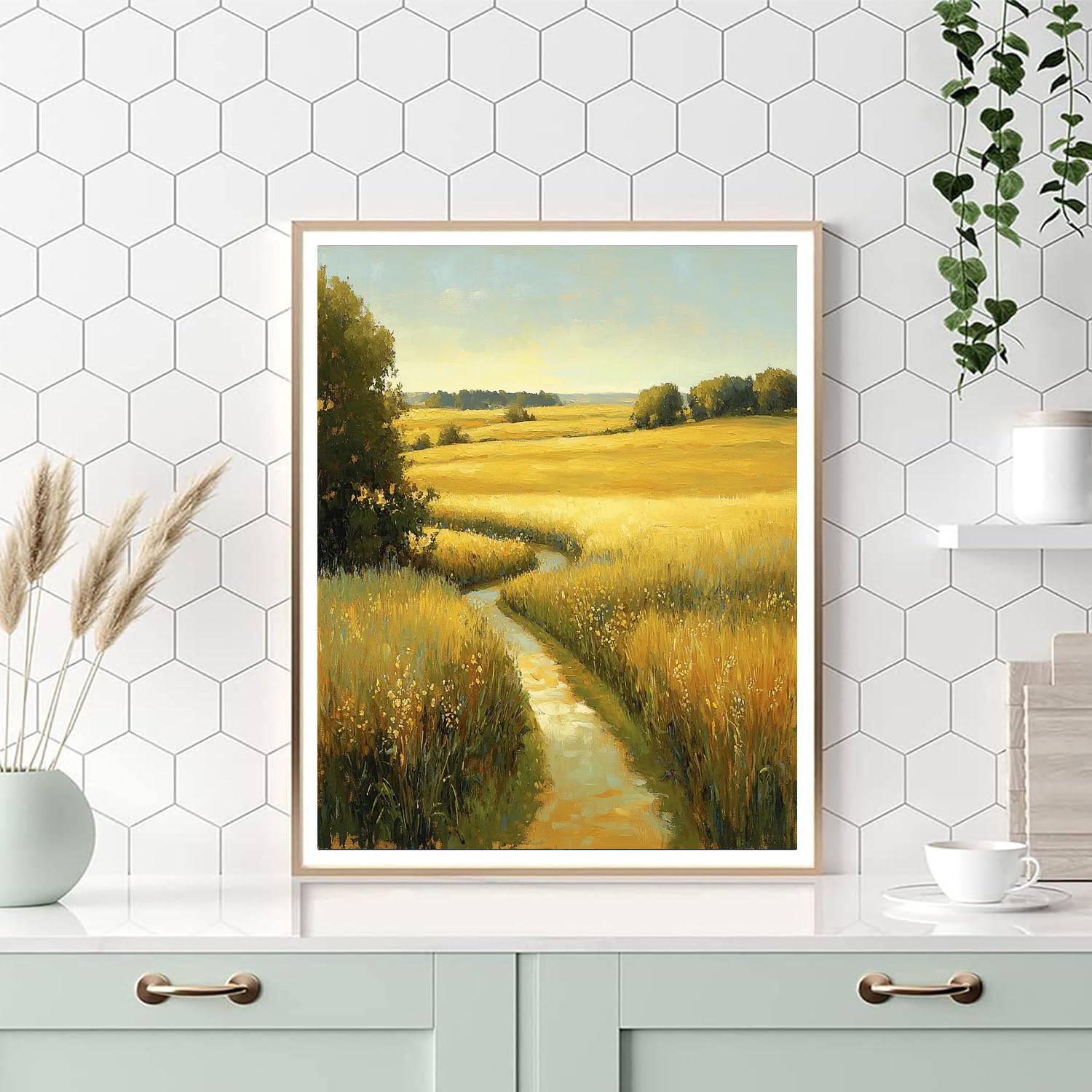 Claude Monet Inspired Golden Fields Of Tranquility  Paint By Color