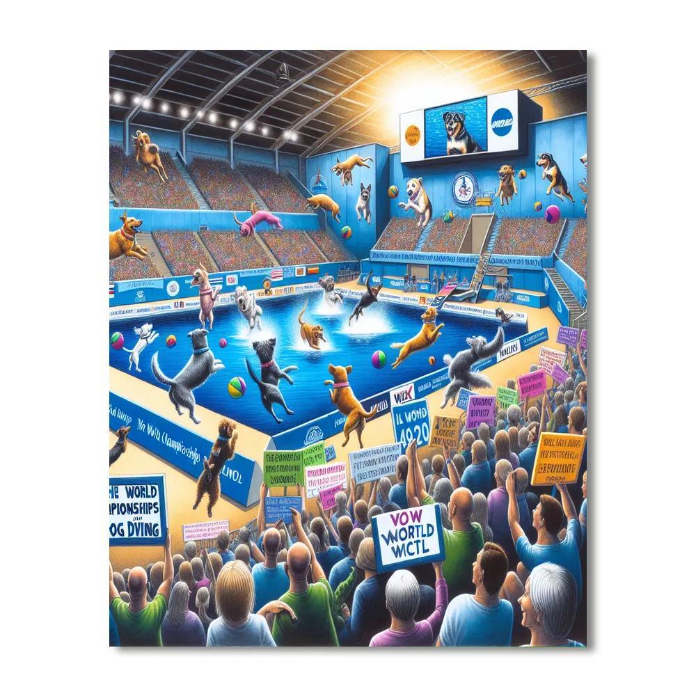 The World Championships In Dog Diving - Orlando Paint By Numbers Art