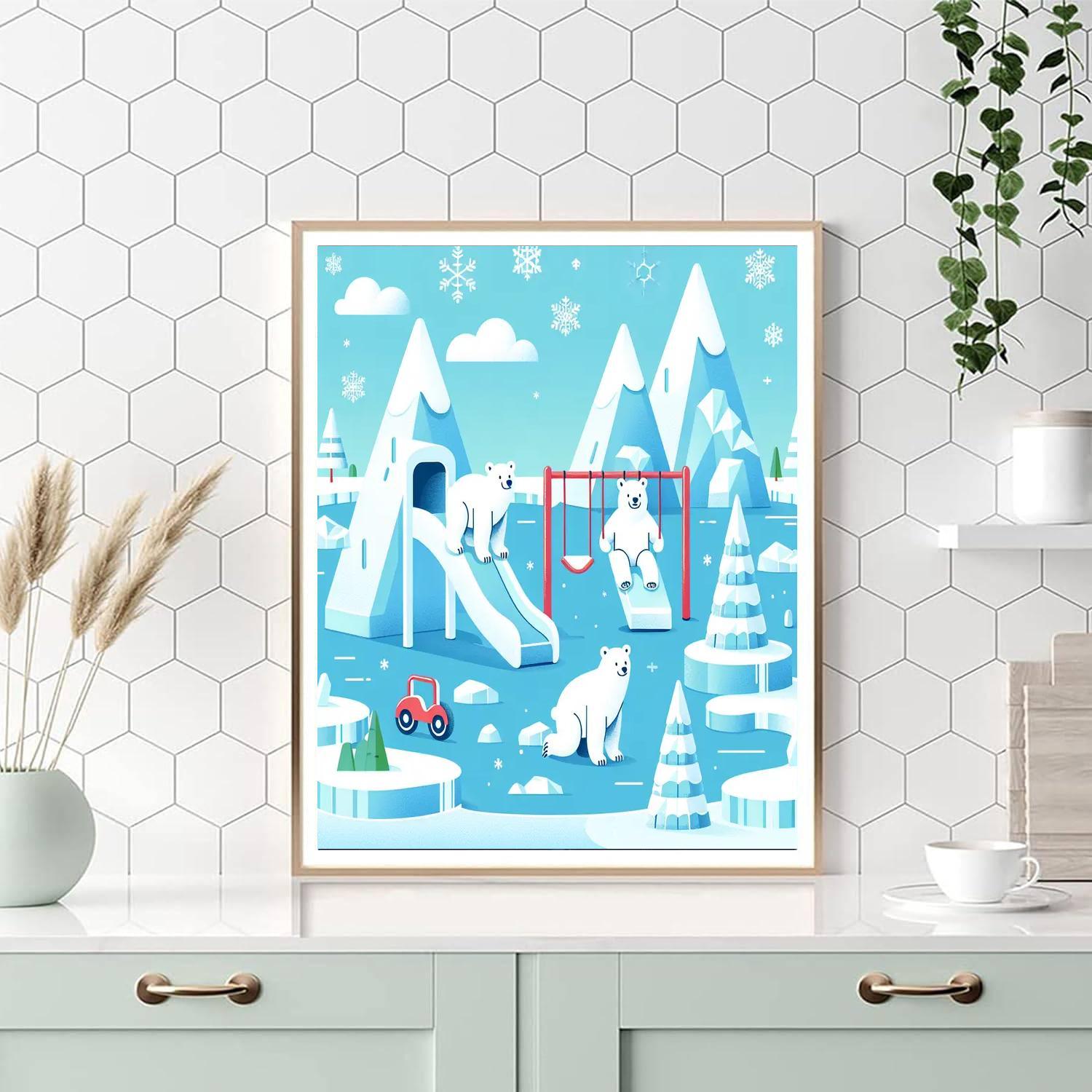Polar Bear's Arctic Playground Paint By Number