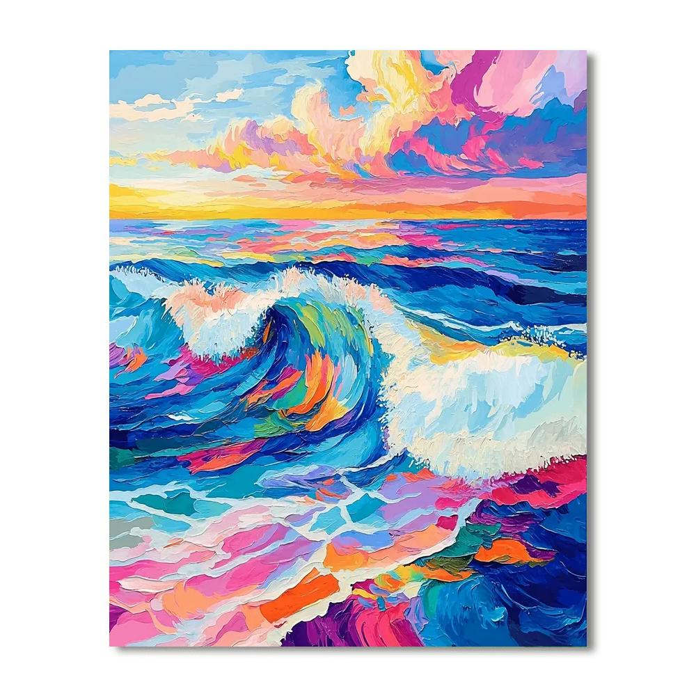 Paul Cézanne Inspired Vibrant Abstract Waves  Number Painting