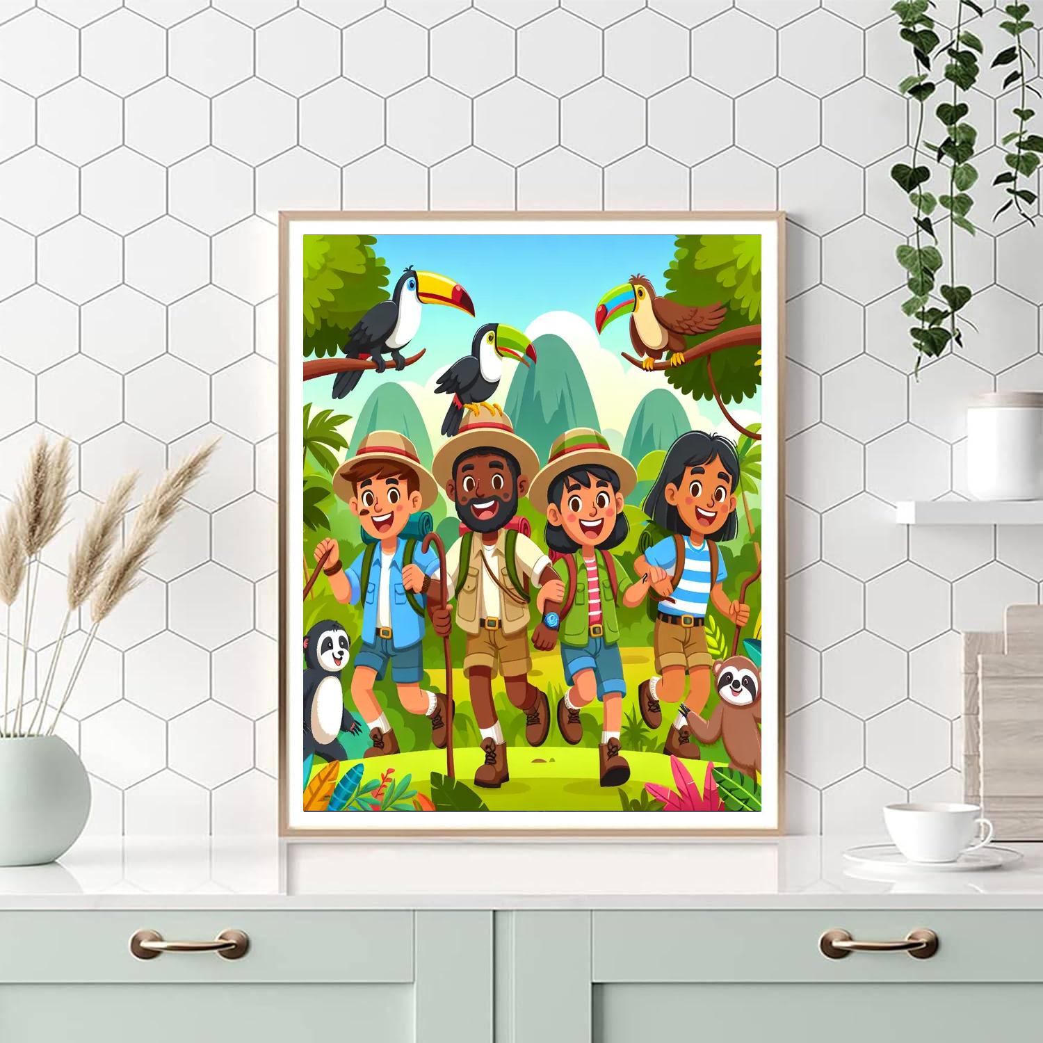 Daring Explorers In The Jungle Paint By Numbers Art