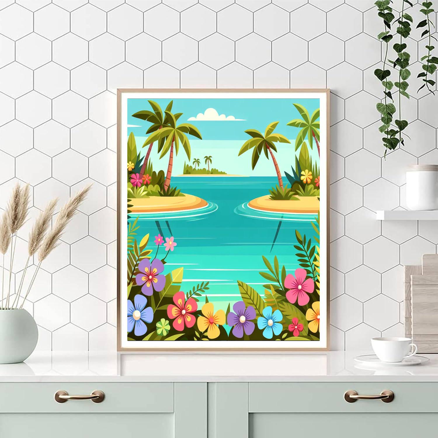 Tropical Lagoon Getaway Numbered Painting Kits