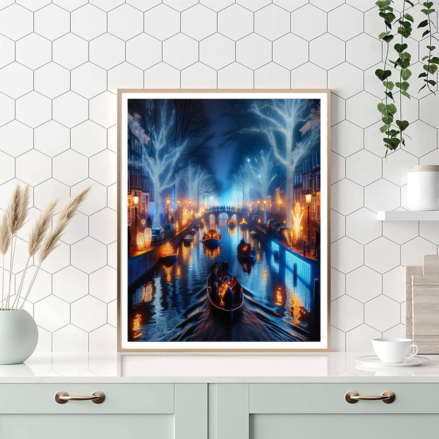 Amsterdam Light Festival - Amsterdam Painting By Numbers Kit