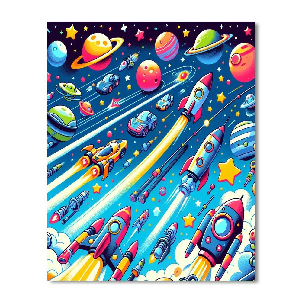 Cosmic Rocket Race Painting By Numbers Kit