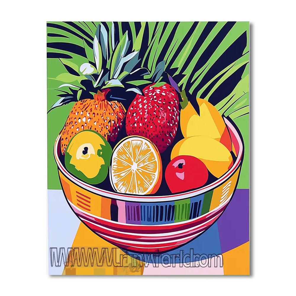 Warhol Inspired Retro Fruit Bowl  Number Painting