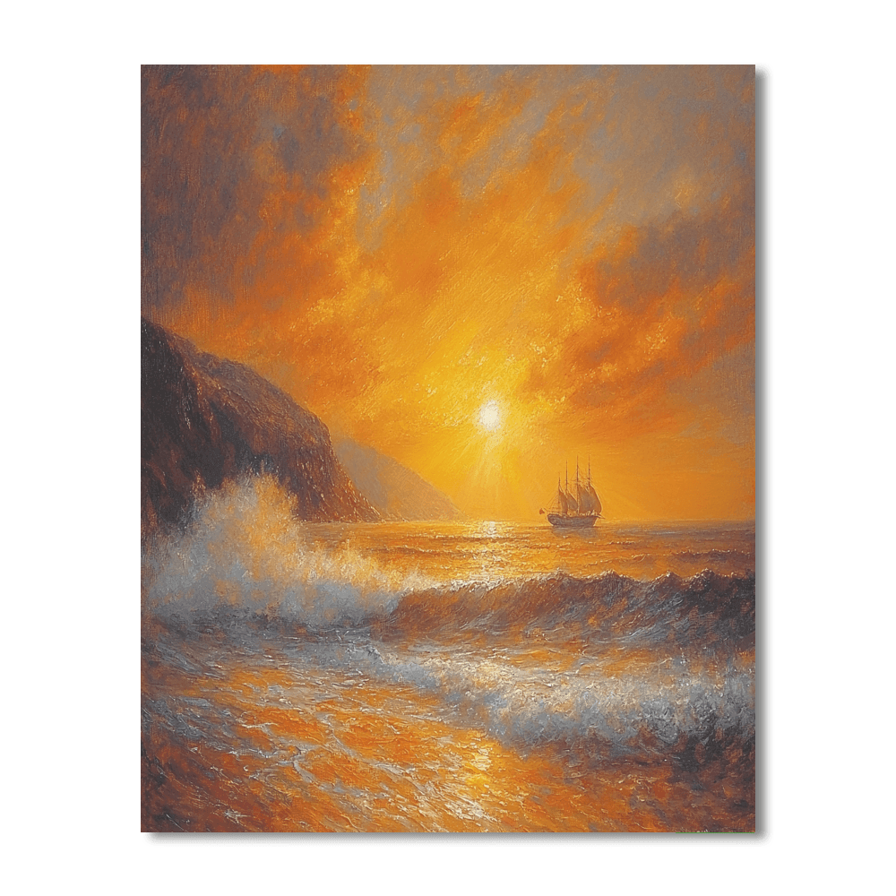 J.M.W. Turner Inspired Vibrant Horizon  Paint By Color