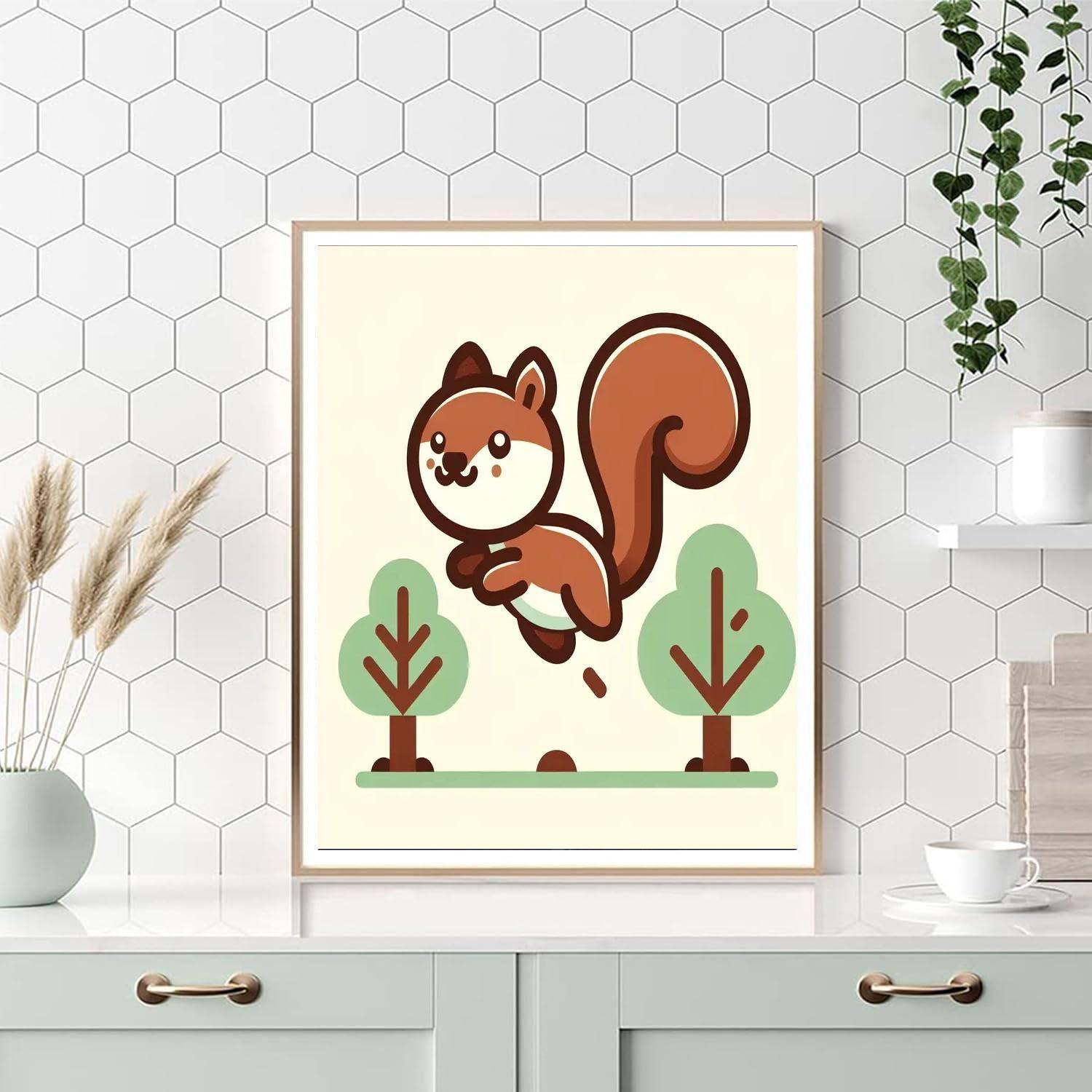 Spectacular Squirrel Sprint Number Painting