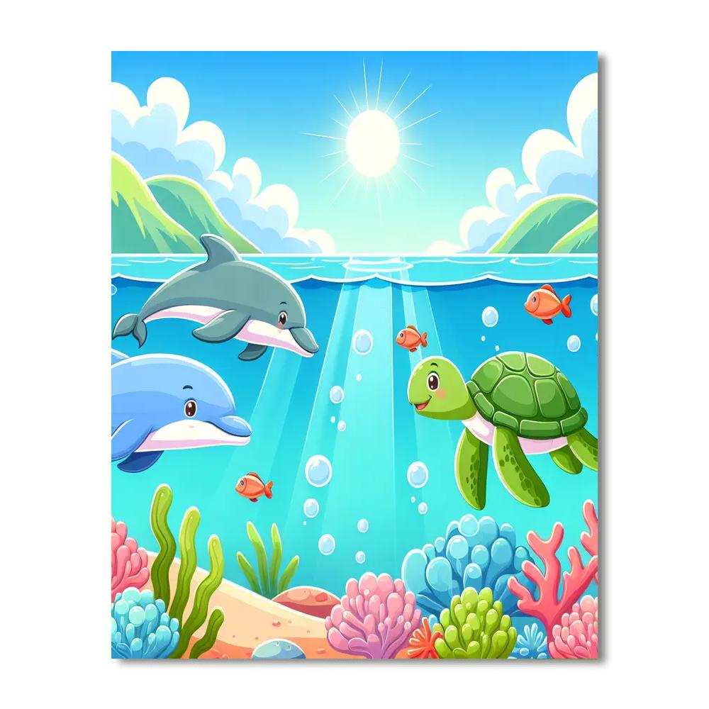 Sunlit Ocean Oasis Painting Number Kit