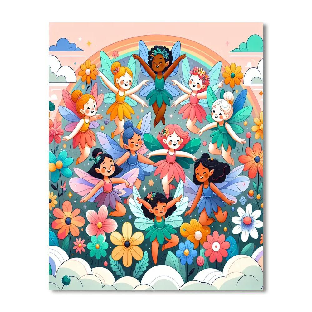 Fairies In A Flower Land Paint By Number