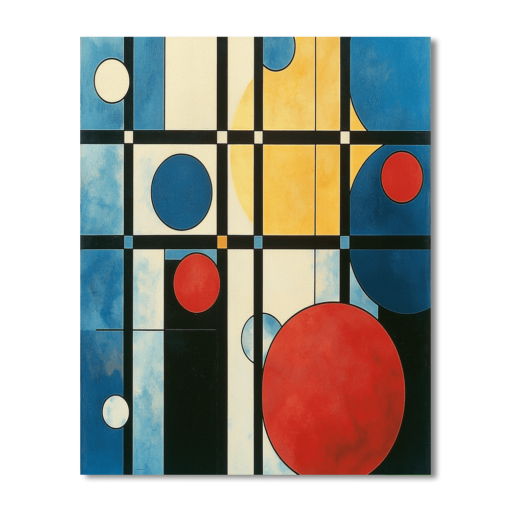 Piet Mondrian Inspired Cosmic Geometric Dance  Paint By Numbers Kits