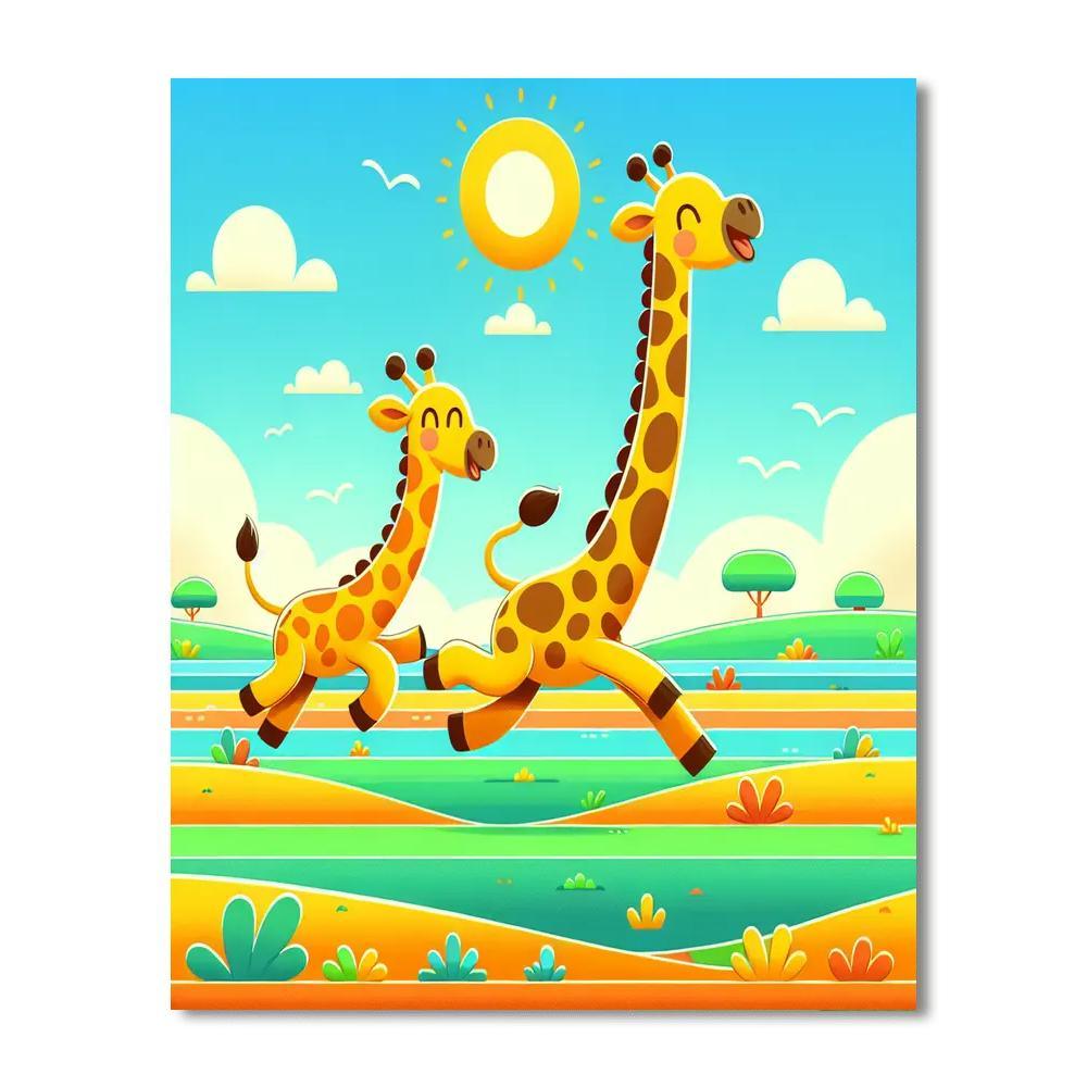 Galloping Giraffes Number Painting