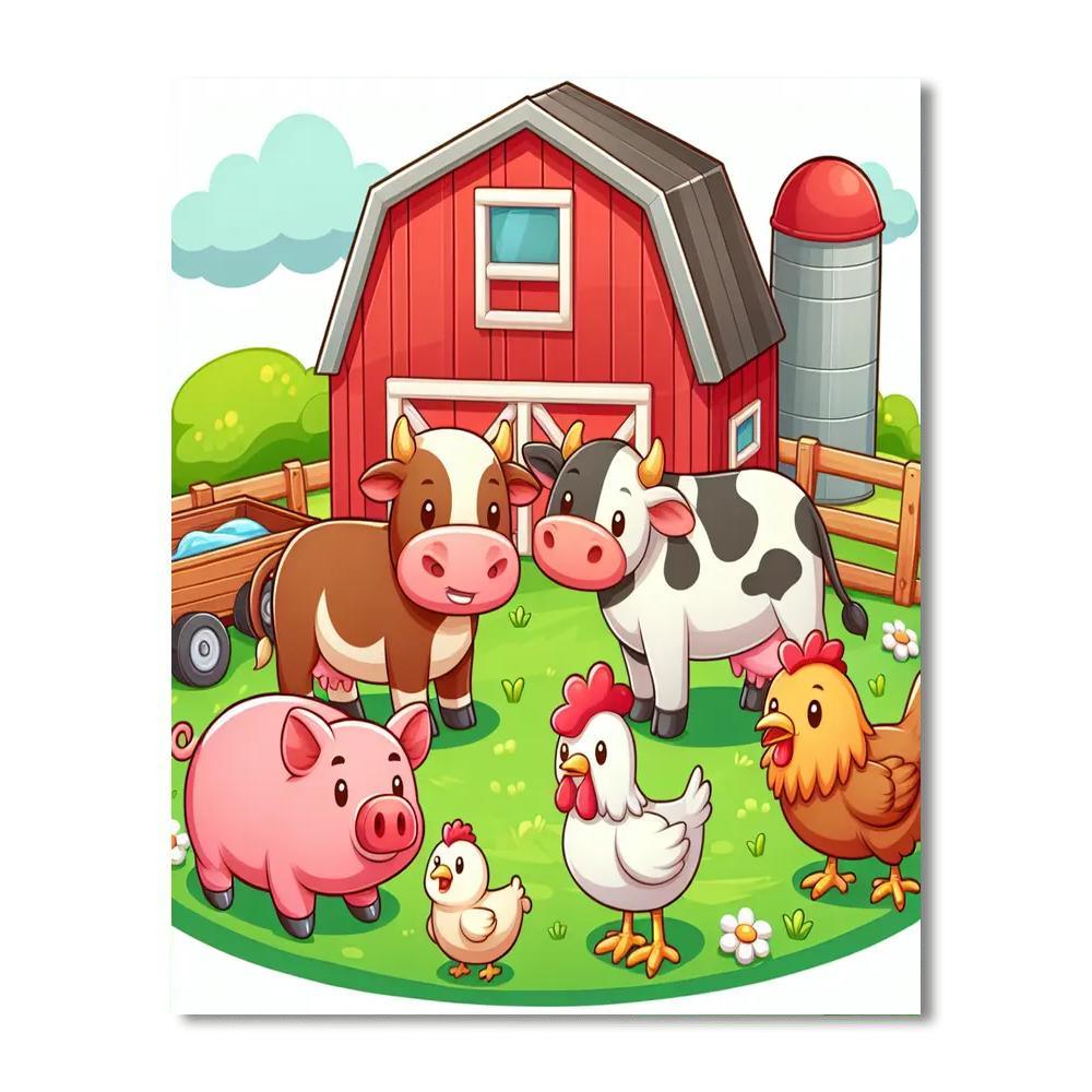 Happy Farmyard Animals Paint By Color