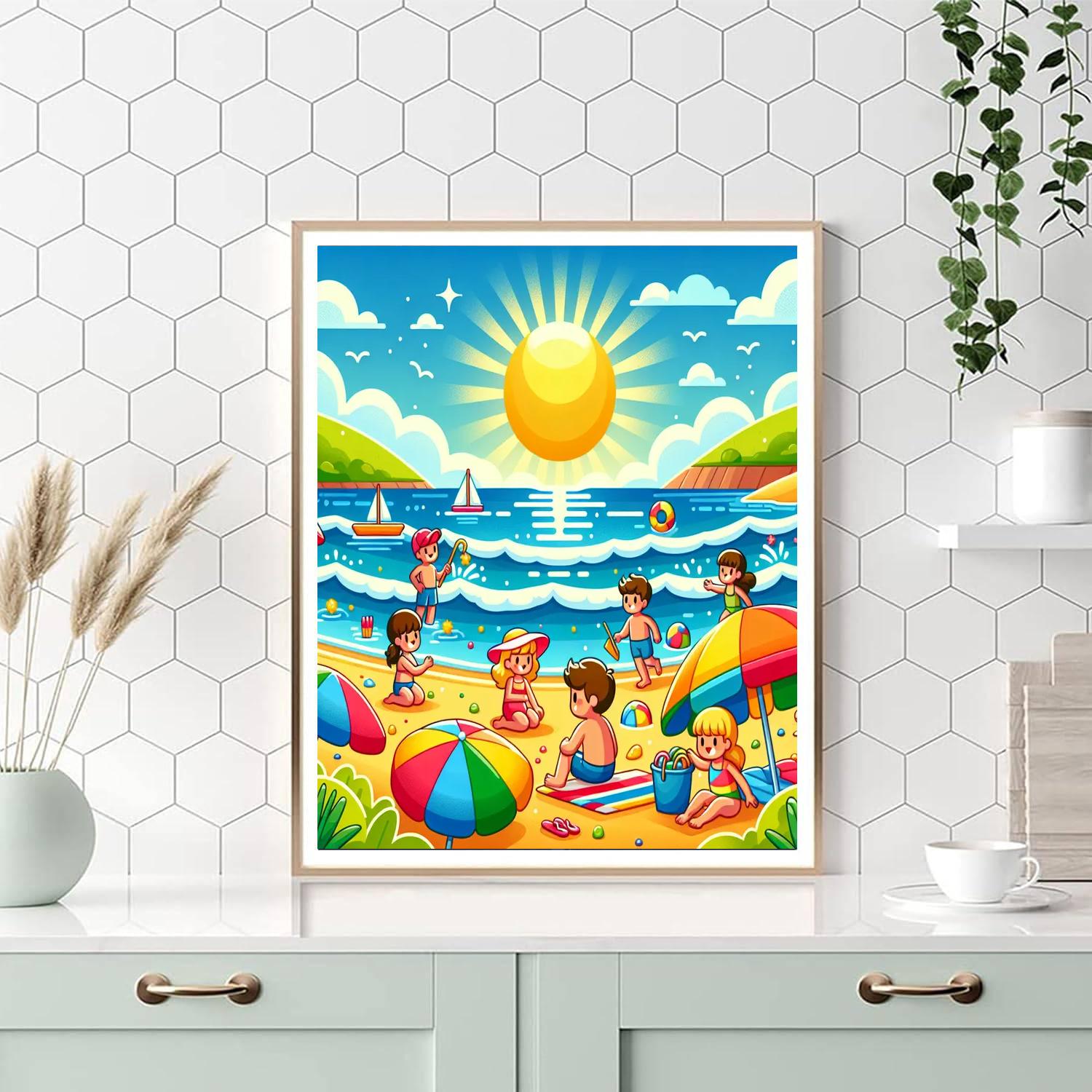 Bright Beach Fun DIY Paint By Numbers