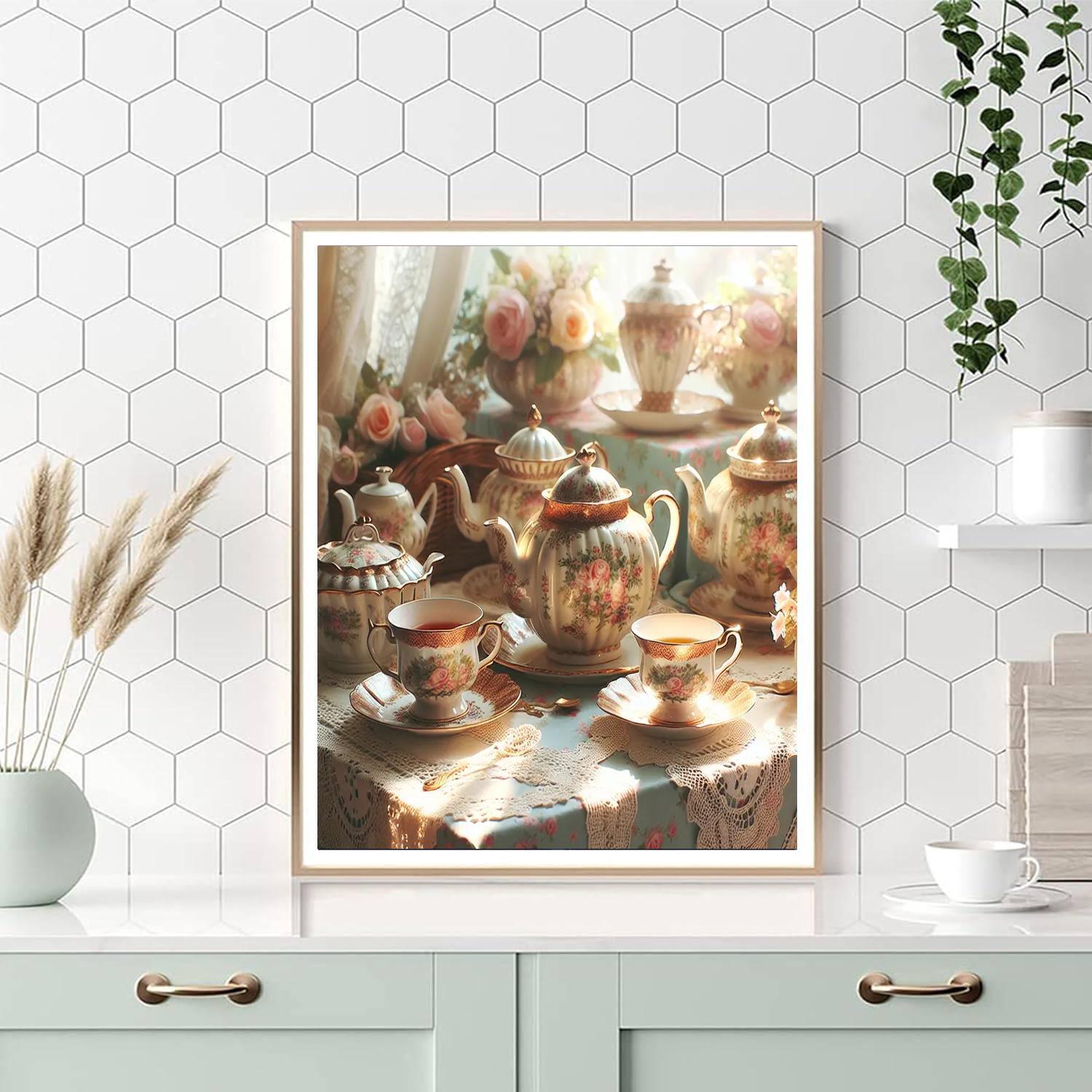 Vintage Tea Time Charm DIY Paint By Numbers