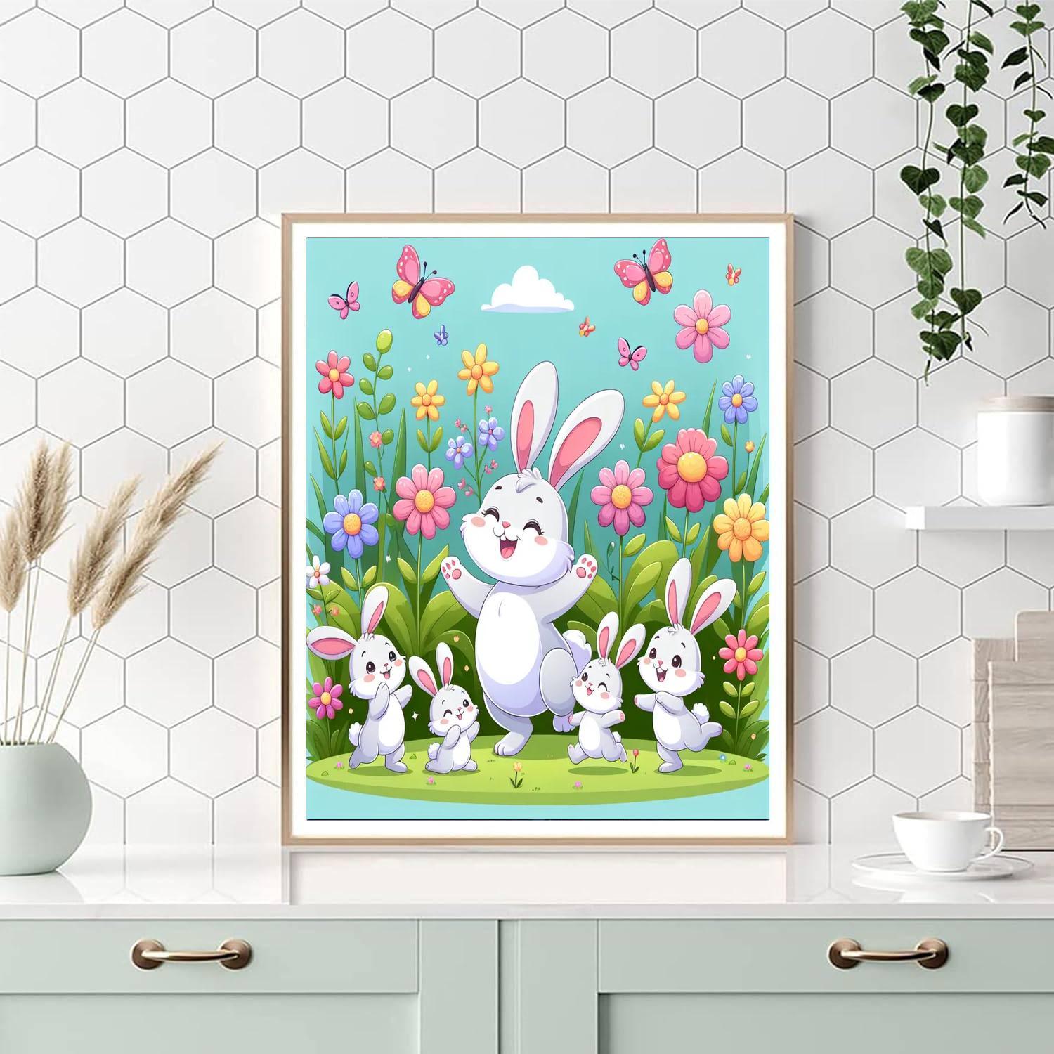 Charming Bunny Family Paint By Numbers Art
