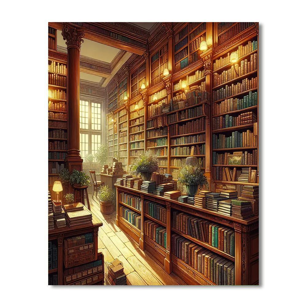 Charming Old Bookstore Paint By Number