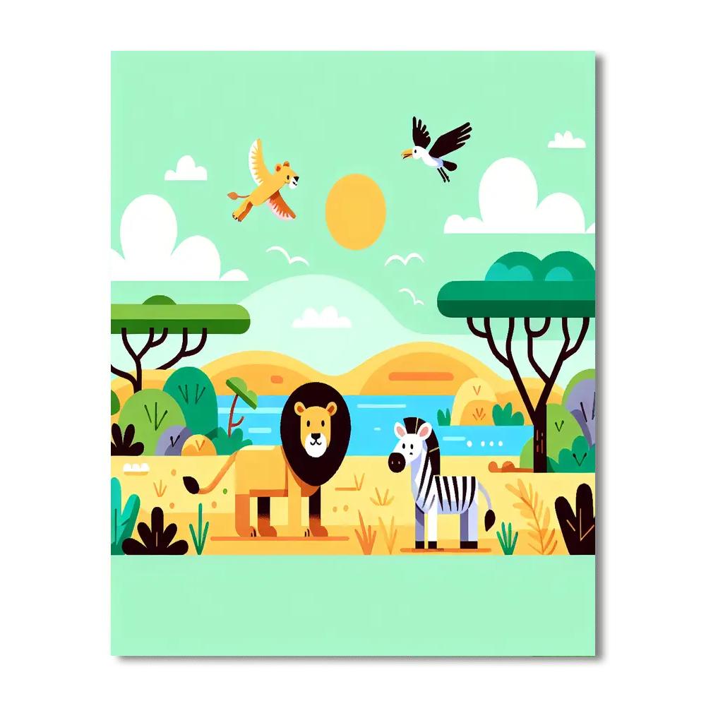 Safari Showdown Paint By Numbers Art
