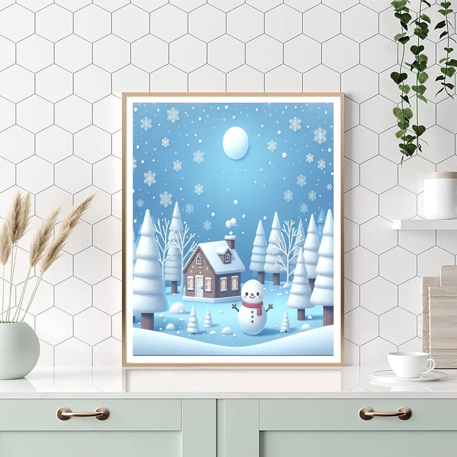 Magical Snowy Landscape Painting By Numbers Kit