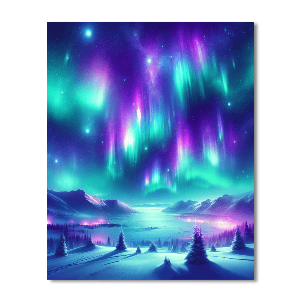 Mesmerizing Aurora Borealis Painting Number Kit