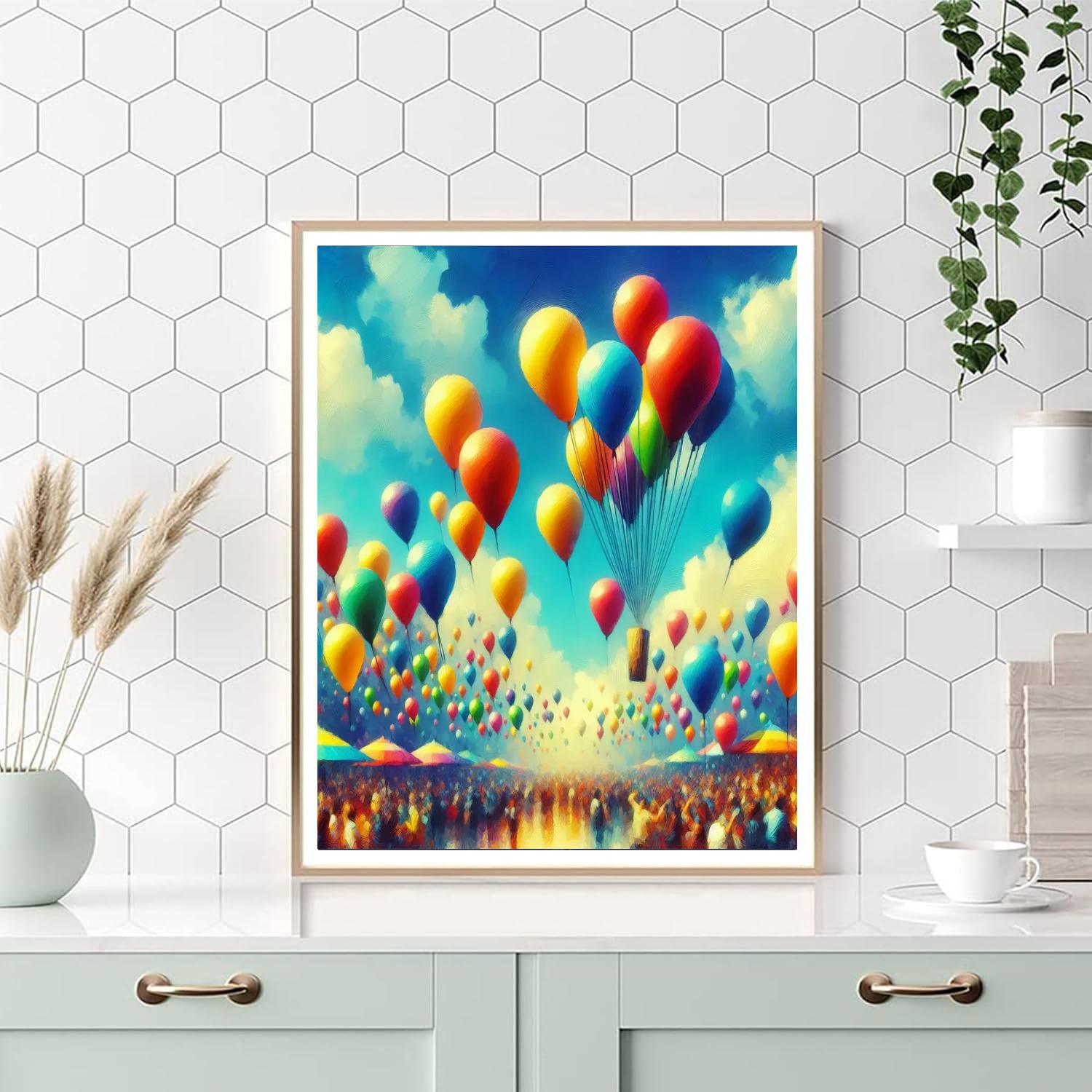 Rainbow Balloon Fiesta DIY Paint By Numbers