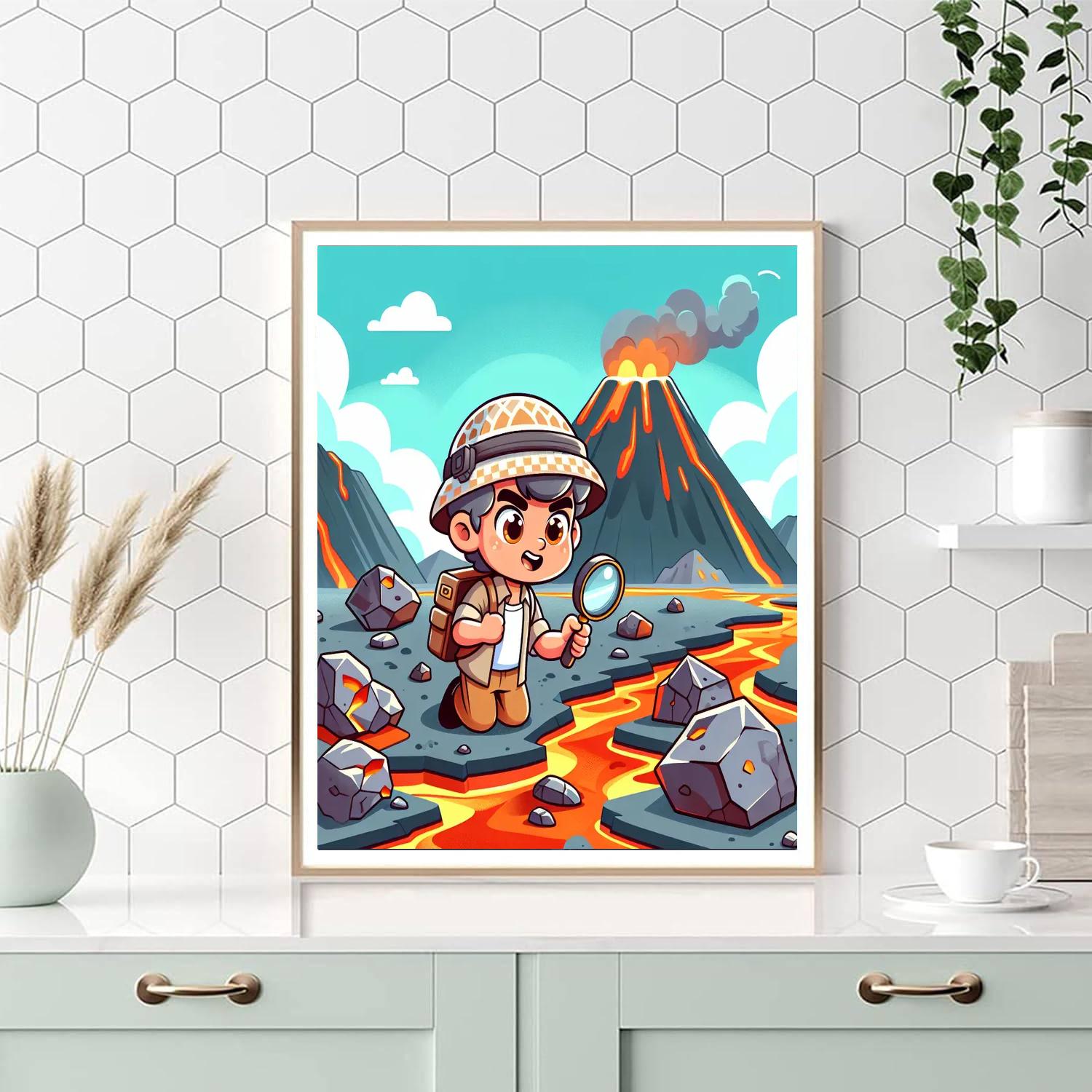 Vibrant Volcanic Adventure Number Painting