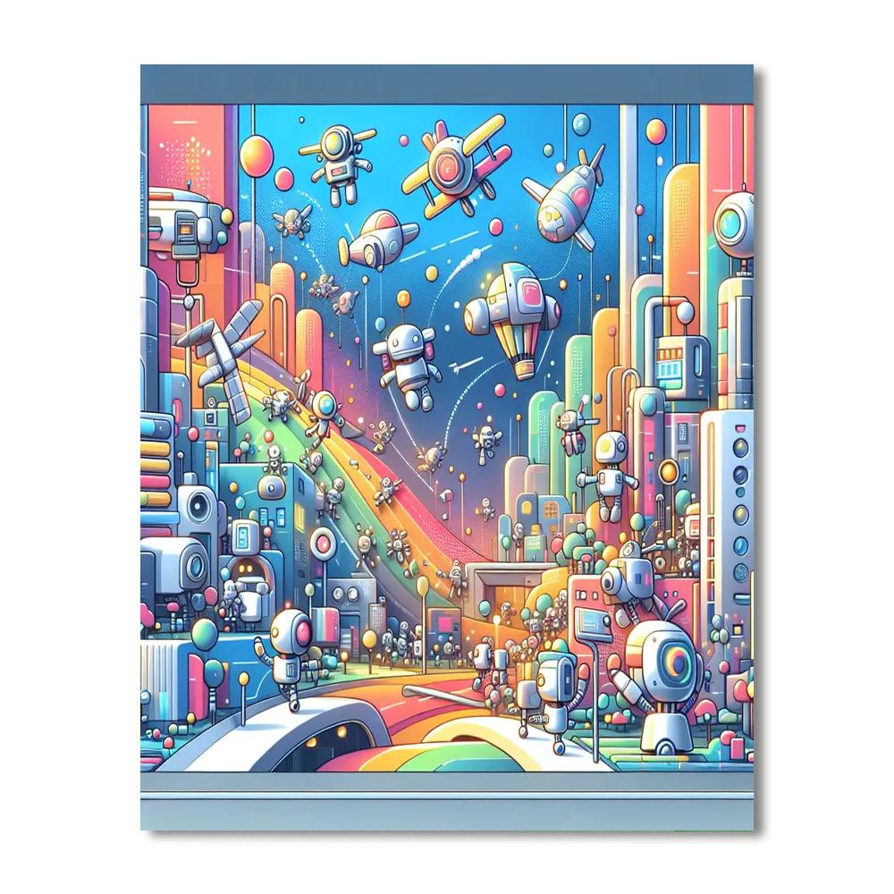 Adventure With Colorful Robots Number Painting