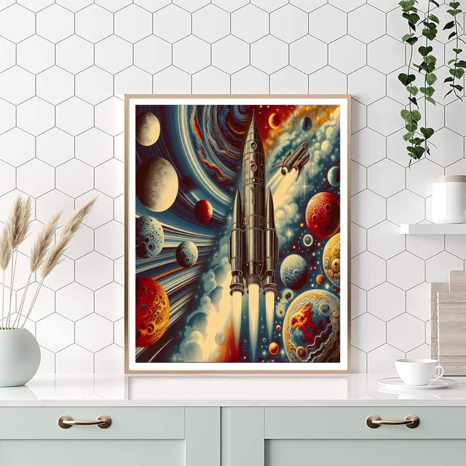 Retro Space Exploration DIY Paint By Numbers