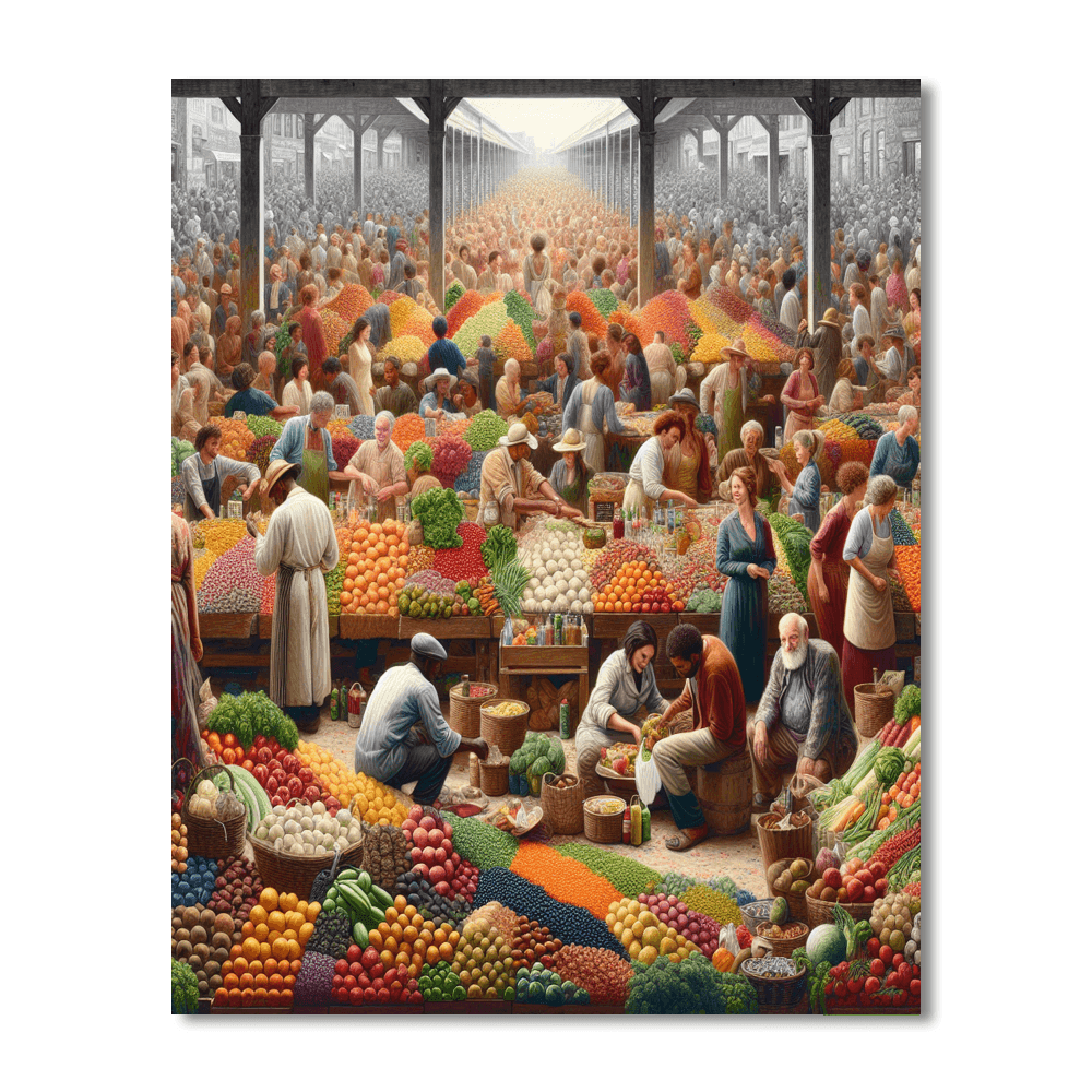 Vibrant Market Scene DIY Paint By Numbers