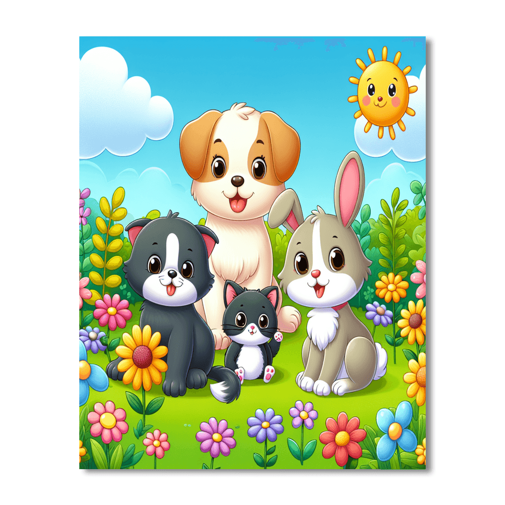Charming Pet Paradise Painting Number Kit