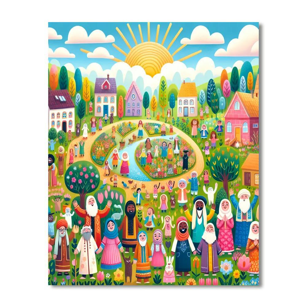 Colorful Village Life DIY Paint By Numbers