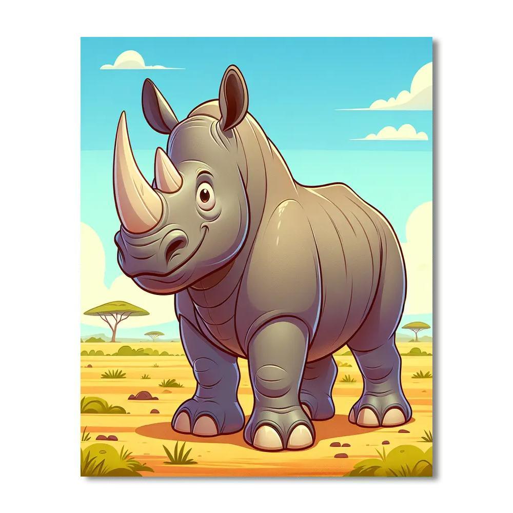Safari Rhino Wander Painting By Numbers Kit