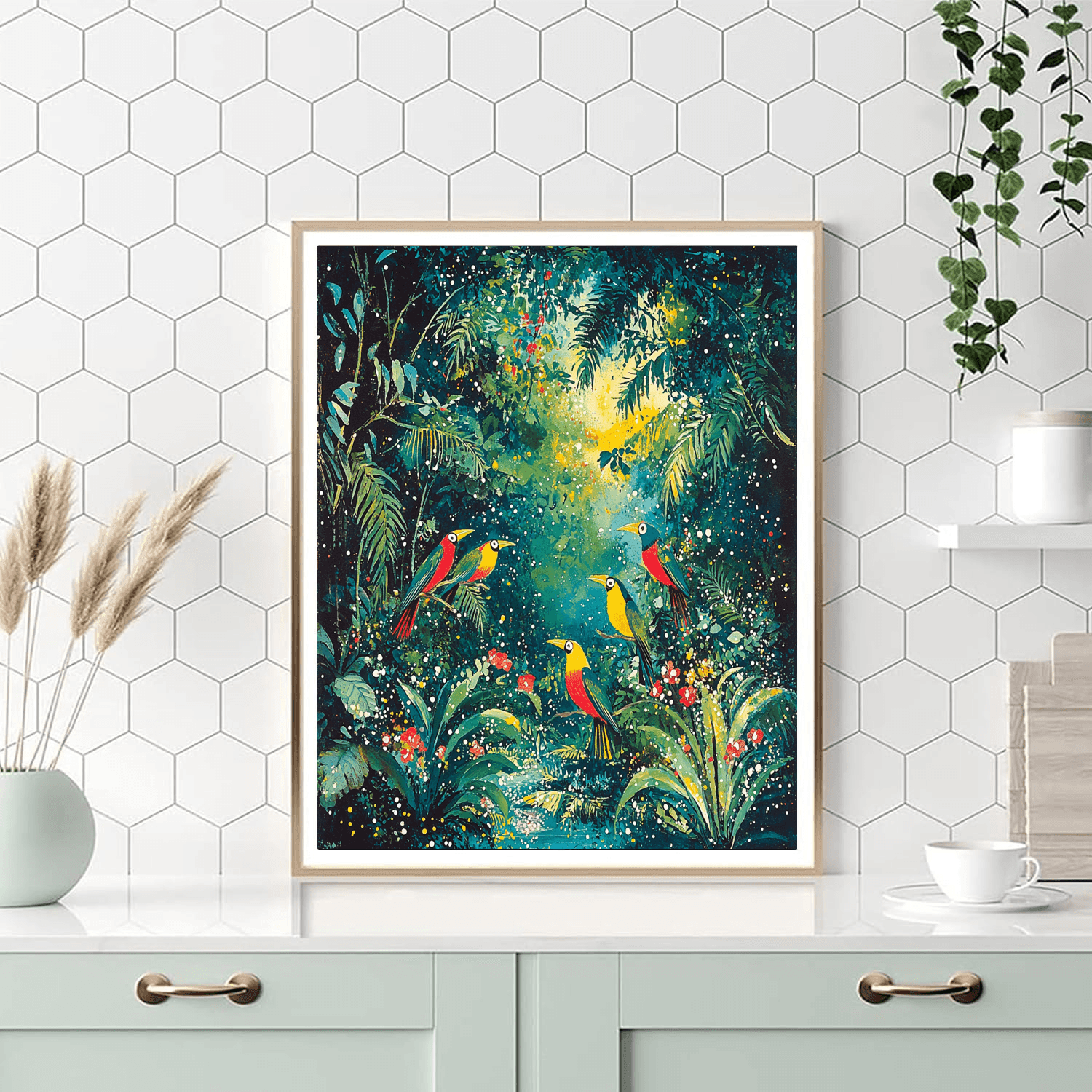 Henri Rousseau Inspired Tropical Bird Paradise  Painting By Numbers Kit