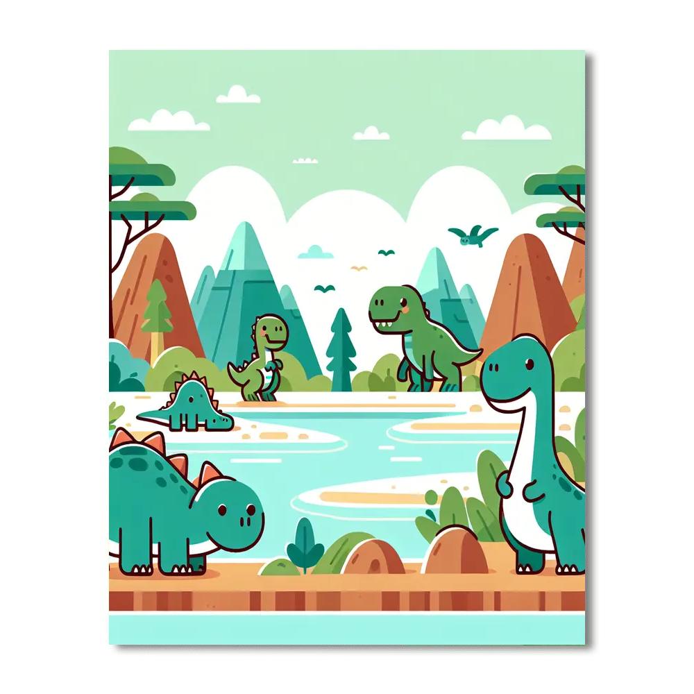 Dino Valley Adventure DIY Paint By Numbers