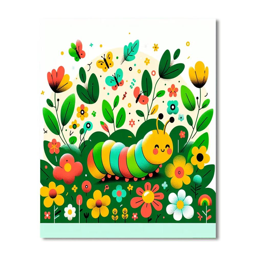 Cute Caterpillar Crawl Painting By Numbers Kit