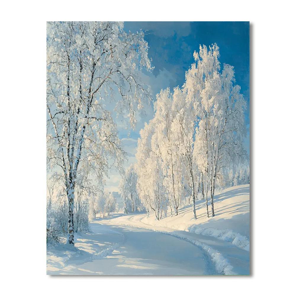 Shishkin Inspired Luminous Winter Landscape  Number Painting