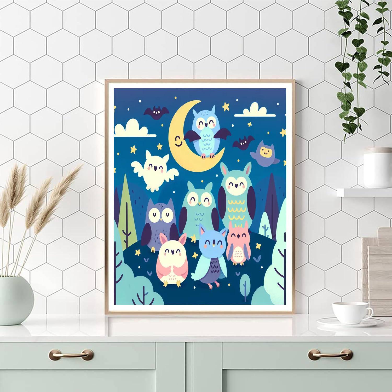 Starry Night Creatures Painting Number Kit
