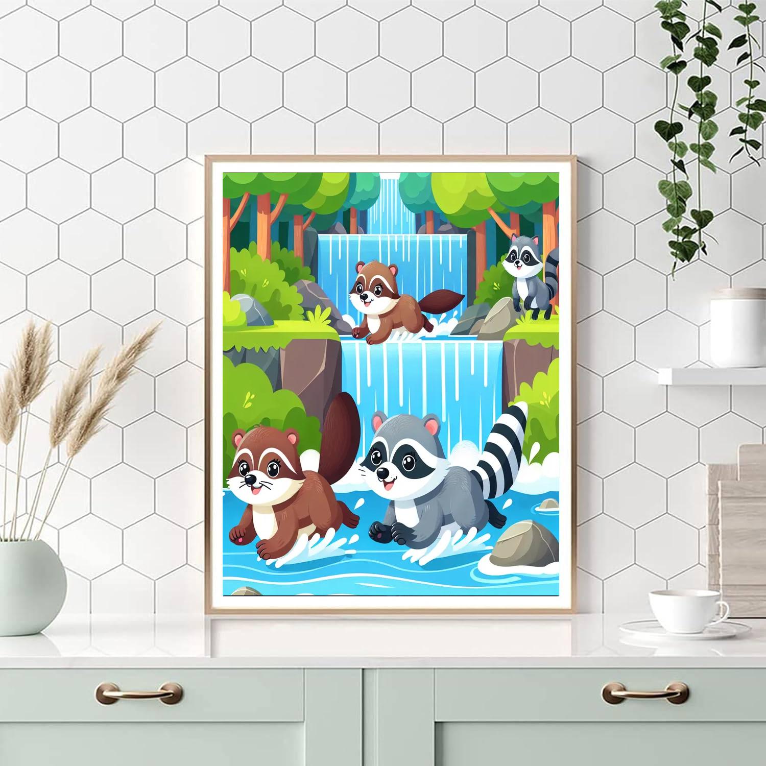 Wild Waterfall Race Paint By Numbers Art