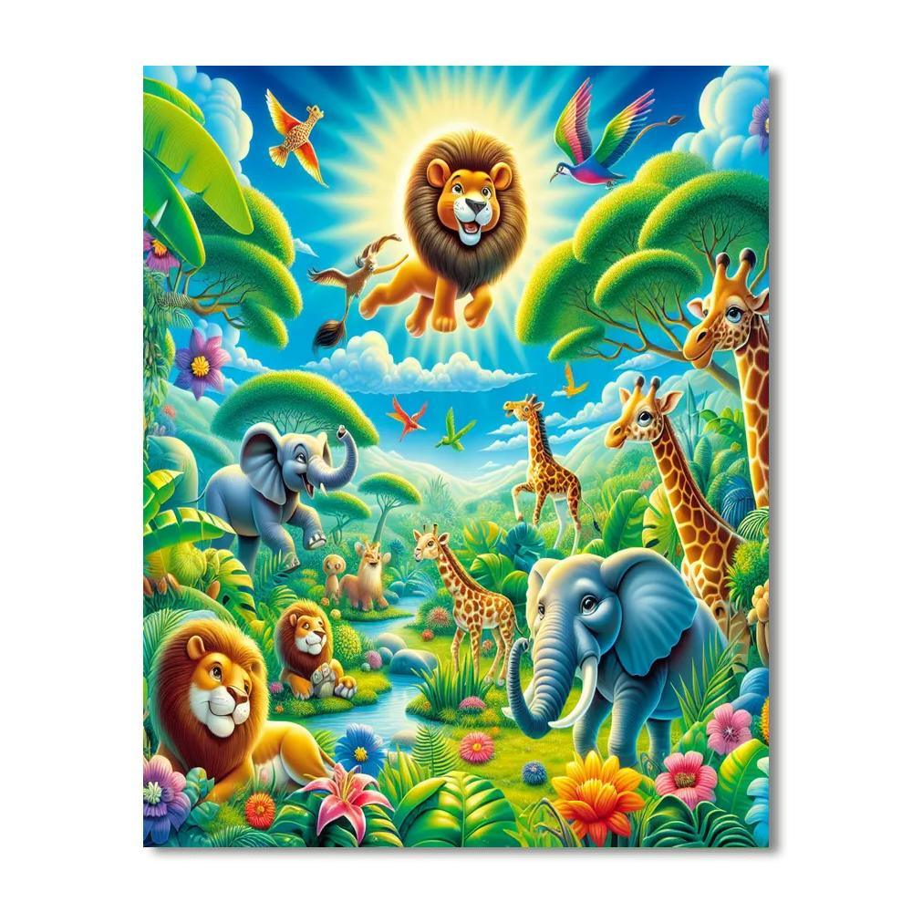 Whimsical Jungle Safari For Kids Numbered Painting Kits