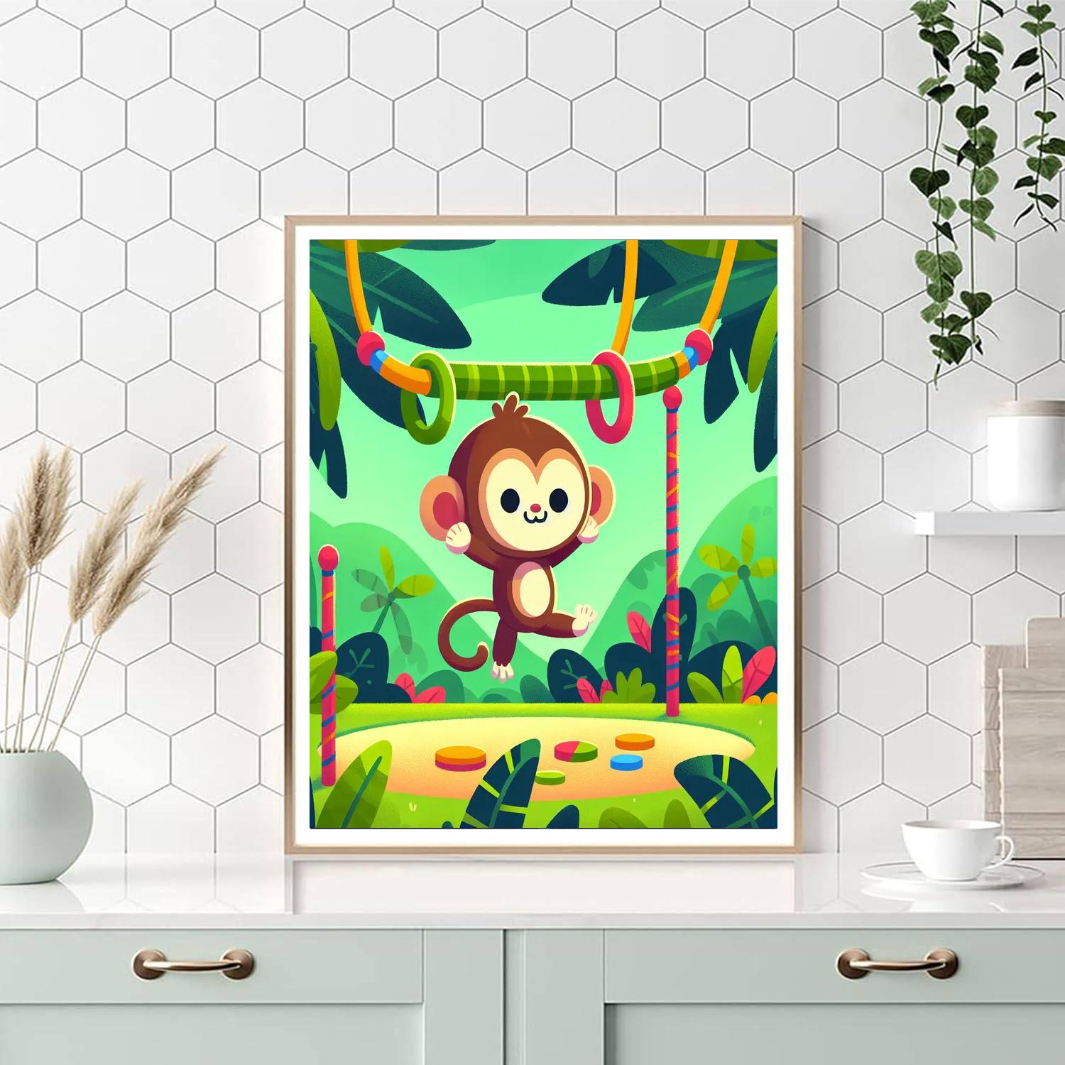 Jungle Gymnastics Number Painting