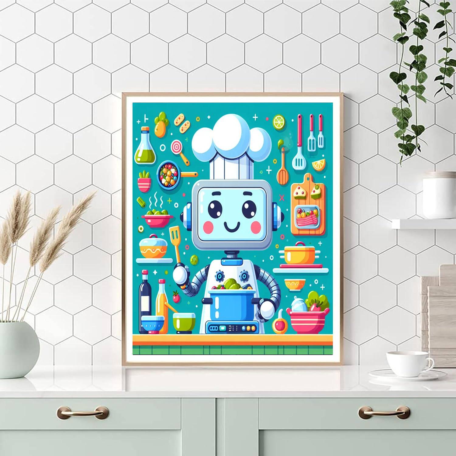 Friendly Robot Chef Paint By Number
