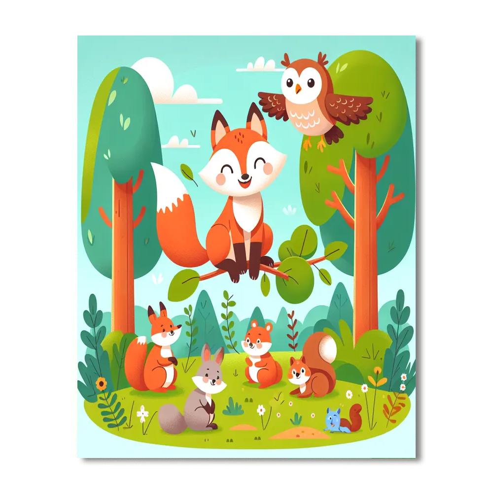 Cozy Woodland Scene Numbered Painting Kits