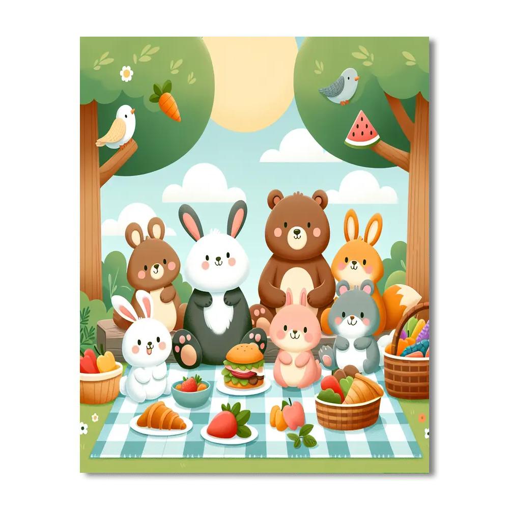 Jolly Animal Picnic Paint By Numbers Art