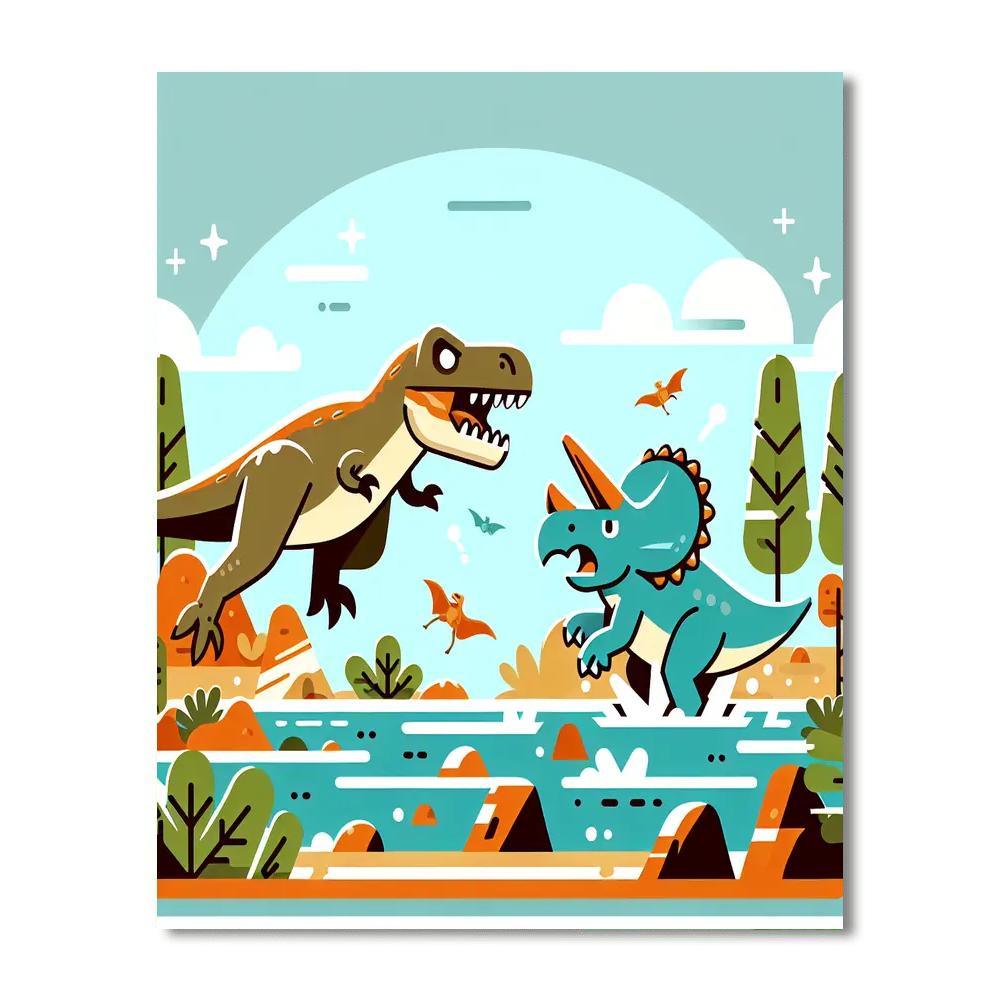 Dinosaur Battle Royale Paint By Number