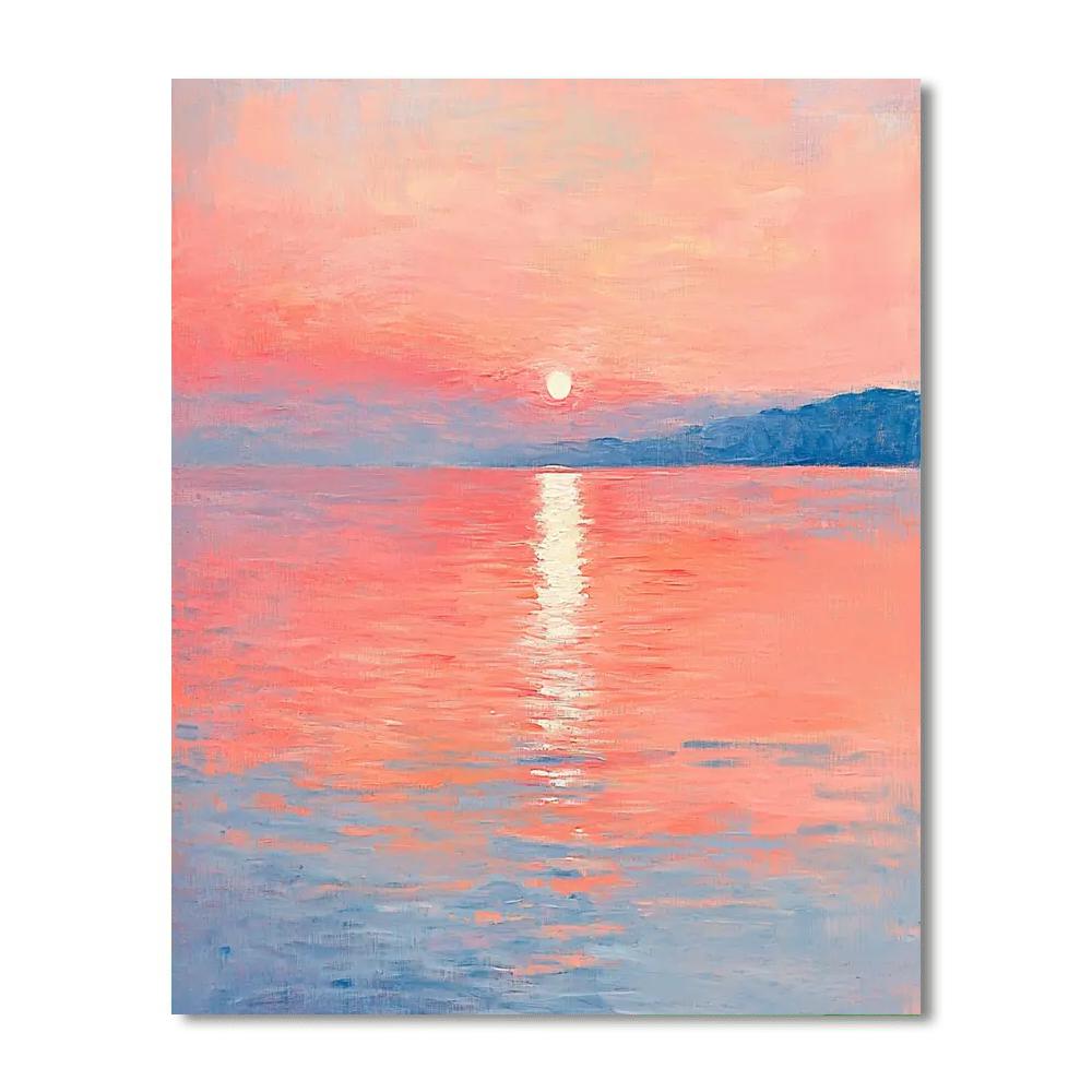 Claude Monet Inspired Ethereal Sunset Over Water  Number Painting