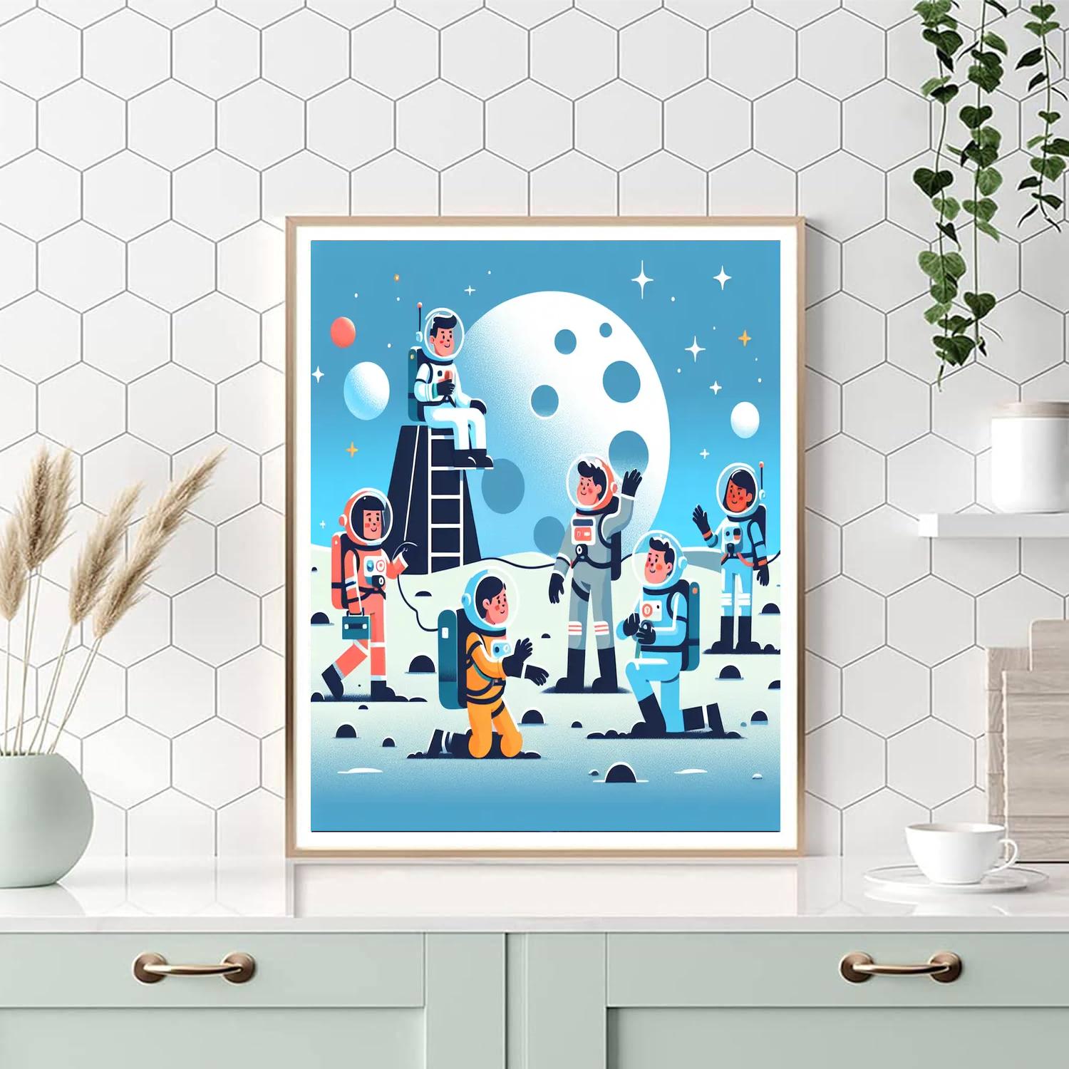 Lively Lunar Landing Paint By Numbers Art