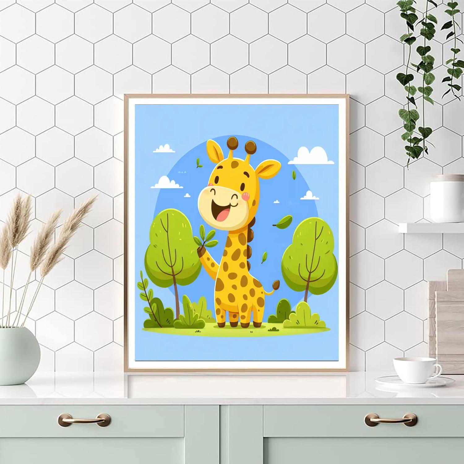 Excited Giraffe DIY Paint By Numbers