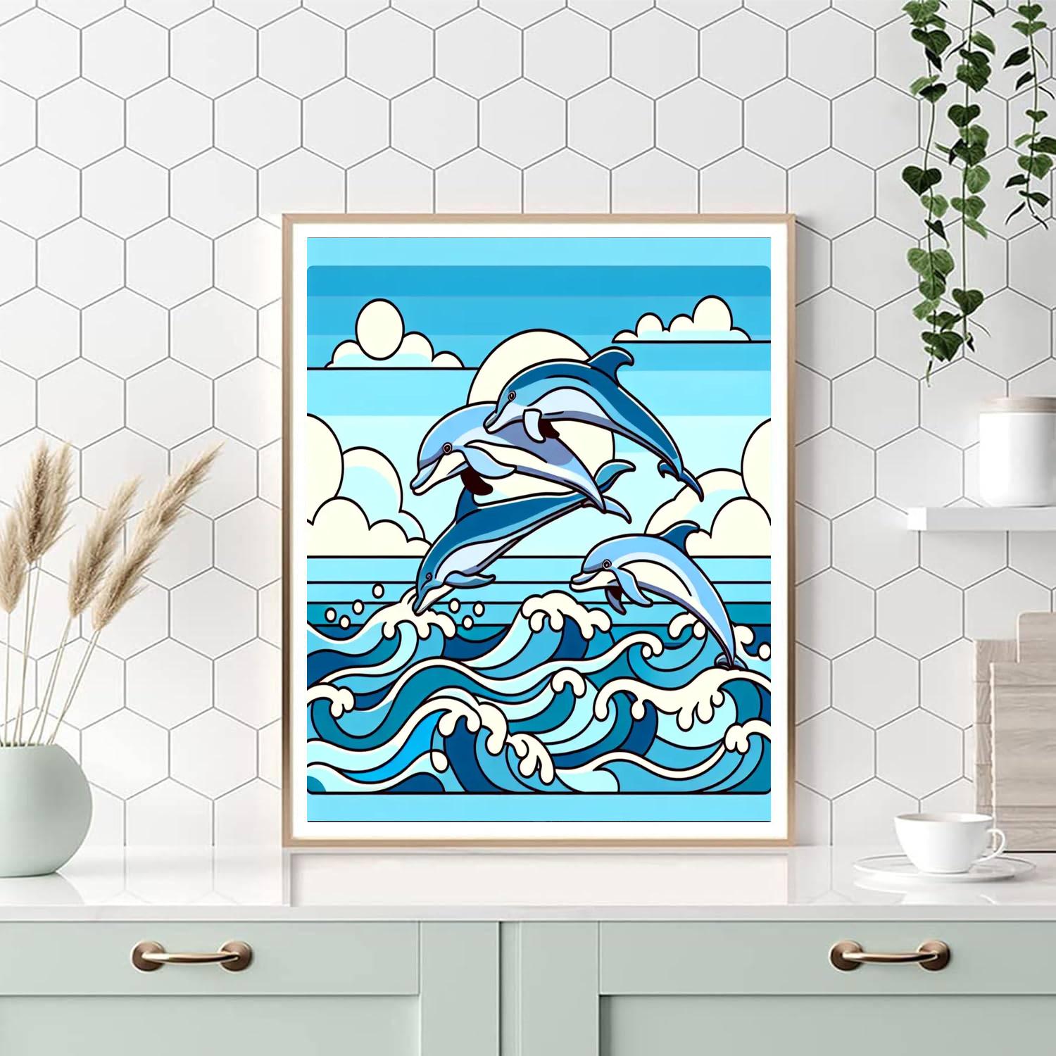 Dolphin's Ocean Playtime Paint By Number