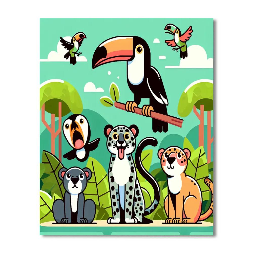 Rainforest Animal Exploration Paint By Numbers Art