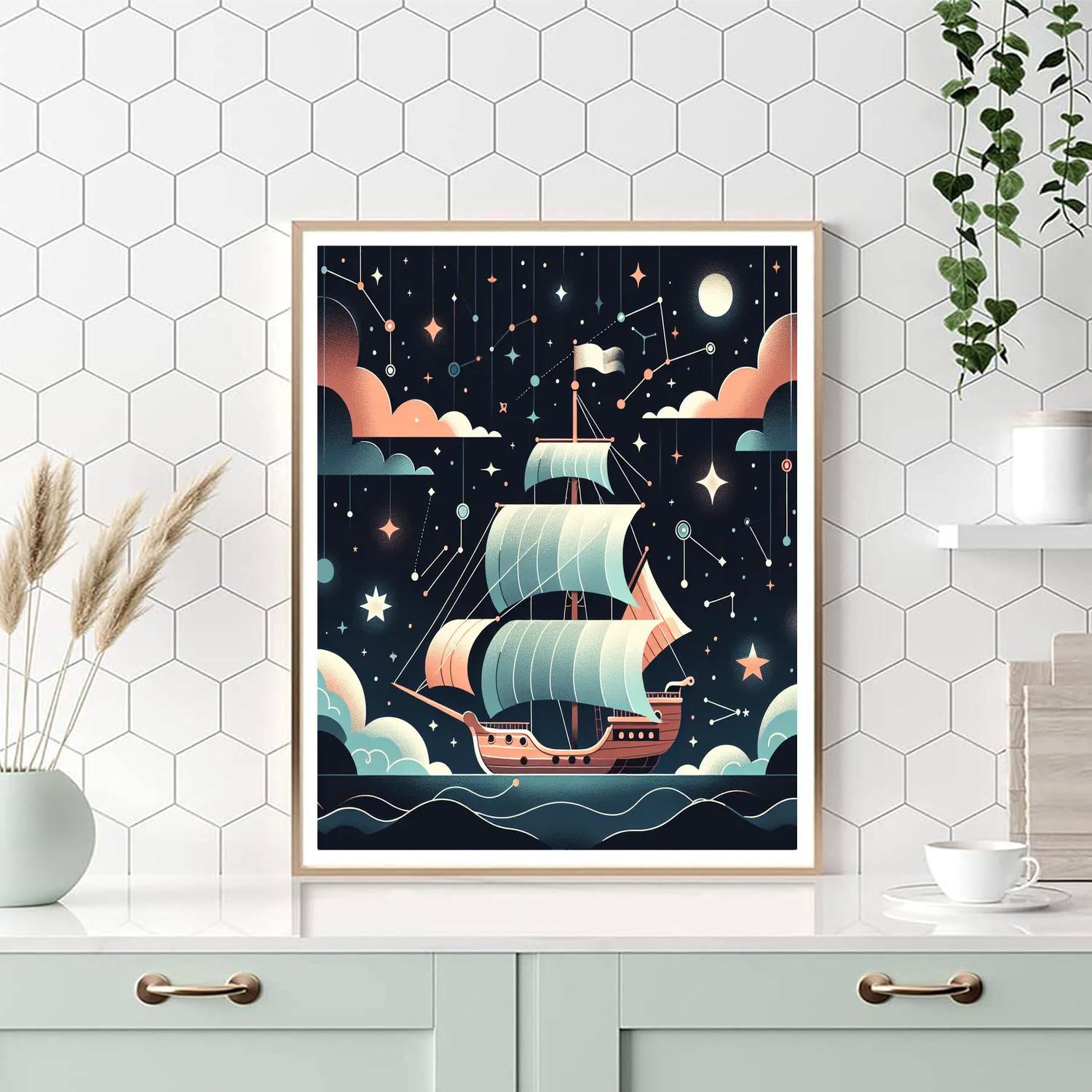 Mystical Night Sky Voyage Paint By Numbers Art