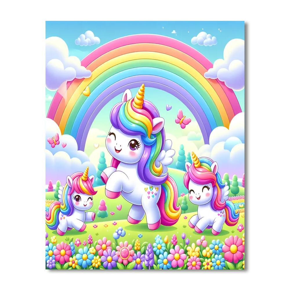Friendly Unicorn Parade Paint By Numbers Art